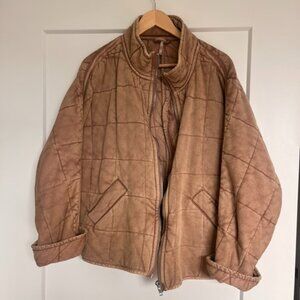 Free People Dolman Quilted Knit Jacket- Color Champagne Diamonds- Size S